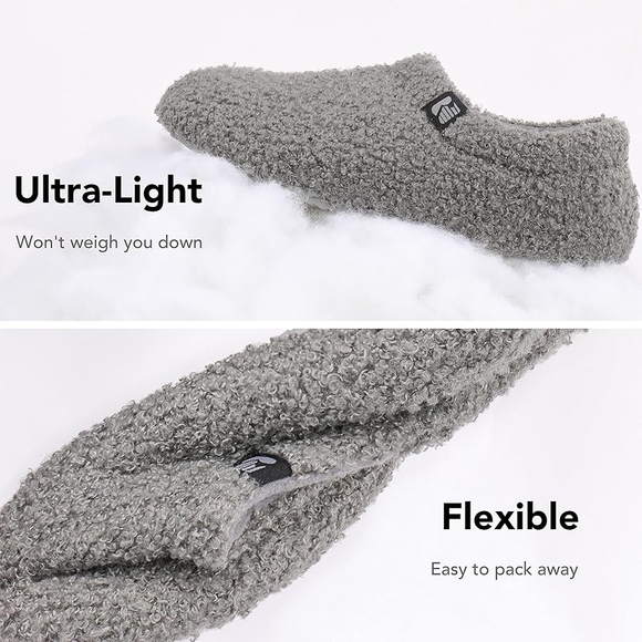 Gray Fleece Slippers with Quiet Sole - Picture 2 of 6